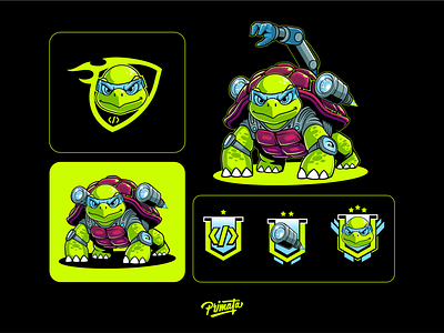 Easy Builder Mascot brand cartoon fast illustration logo mascot mechanic tec technological tet turtle