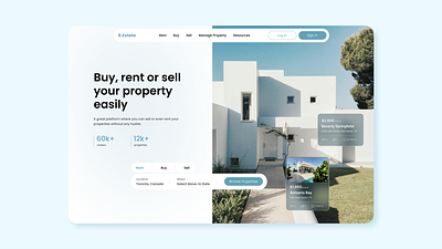 R.Estate E-commerce Platform UI Design | Hero Section branding design ecommerce hero section house minimal modern property service ui ui design user ux ux ui design web ui