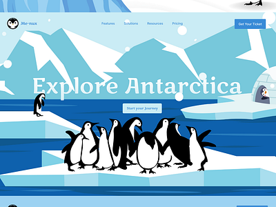 Penguin Page Me-nux antarctica blue graphic design ice penguin uiux webdesigner webdeveloper website