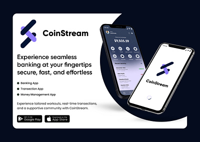 CoinStream Banking App UI Design app design design figma figma design ui ux website design