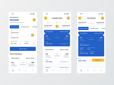 Lesgo - Booking Flight Apps apps blue booking branding flight mobile plane ticket travel ui yellow