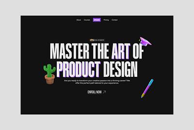 DSGN Hero Style Test 3d branding courses design hero inspiration landing page product page ui ux website