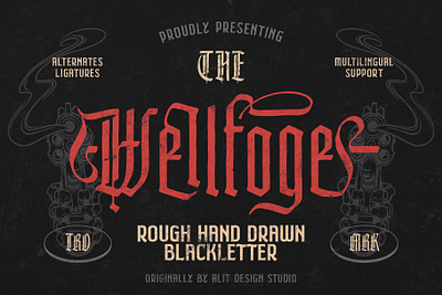 Wellfoge Blackletter Rough Font blackletter design font fonts letteing typeface vintage