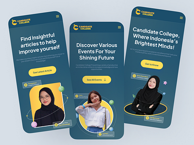 🌐 Candidate College Main Website Design 🌐 article card card design hero section mobile app design testimonial section ui uidesign uiux uiuxdesign ux uxdesign web design