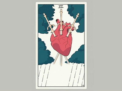 Reimagining Tarot: three of swords 3d animation motion graphics