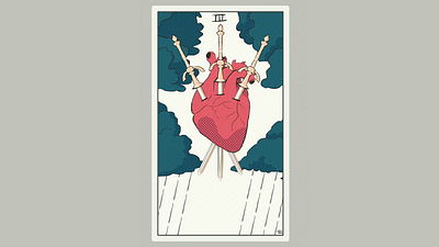 Reimagining Tarot: three of swords 3d animation motion graphics