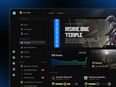 NexPlay - Gaming dashboard dark dashboard dark mode dashboard elegant game gaming leaderboard level statistic minimalist report statistic streaming