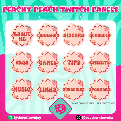 Peachy Twitch Stream Panels branding design graphic design illustration typography