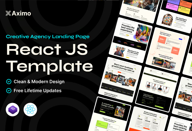 Landing page using react.js branding graphic design