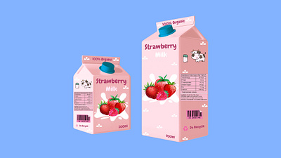 Strawberry Milk 🍓 barcode branding carton companies cow design designing graphic design illustration industries logo milk milk carton nutrition facts recycle strawberies typography ui ux vector