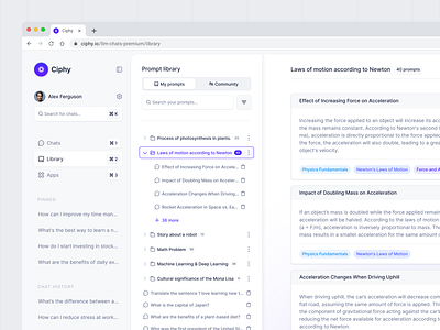 Ciphy - LLM Library ai ai platform chat chat bot chat gpt data design design ai information library minimalist open ai read study talk ai text ui ux website