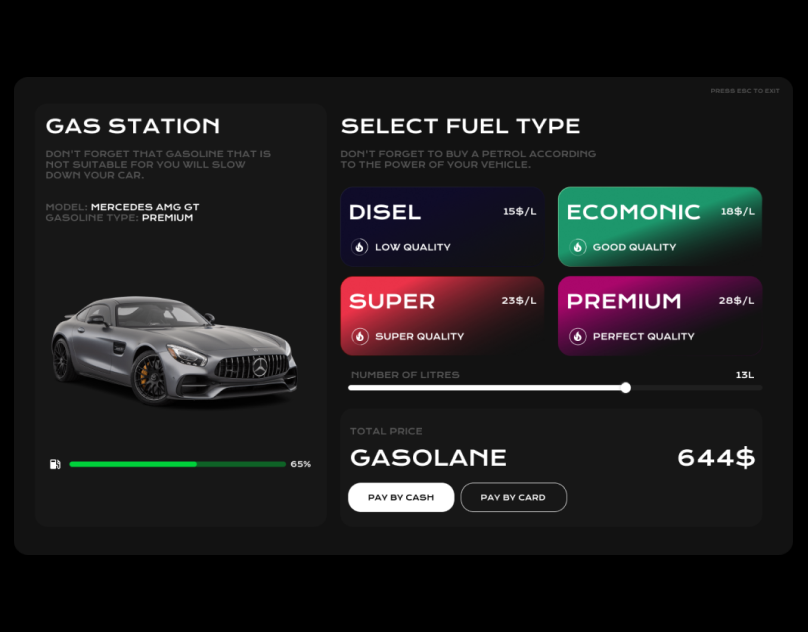 GAME UI | GAS STATION - UI/UX FiveM RAGEMP fivem game graphic design gta gta 5 ragemp ui