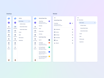 Sidebar Navigation fleet management material design 3 menu minimal navbar navigation side nav sidebar sidebar navigation ui ui design work order