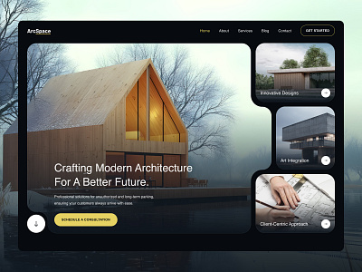 Modern Architecture Agency Website agency architect architectural architecture website business company dark ui design design studio firm house interior design landing page real estate studio typography ui ux web design website