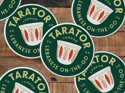 Patches - Lebanese restaurant Tarator badge branding design graphic design illustration lebanese coffee cup lebanese restaurant lebanese restaurant branding logo patch patch design restaurant brand identity restaurant branding typography vector