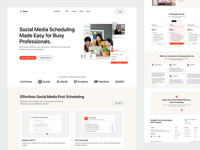 Sleck - Social Media Scheduling Landing Page analytic facebook figma landing page management mangement nija platform popular product design schedule app scheduler social ads social media social media management social media scheduling socialmediascheduling sociaplan ui ui design