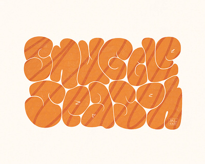 Snuggle Season Lettering autumn season chunky fonts chunky letters digital art fall design fall lettering graphic design hand lettering illustration inflated letters letter lettering orange poster design print design puffy snuggle season typography