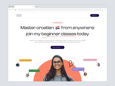 Online Language Teacher - Hero Section course design hero language online teacher ui ux uxui webdesign