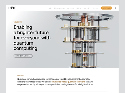 OQC — Homepage Hero about background computing cta design desktop find out more hero image navbar navigation product design quantum solutions ui ux web website welcome