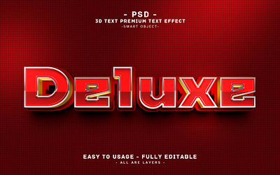 Deluxe'' 3D Editable PSD Text Effect Style 3d 3d text action deluxe deluxe 3d text effect graphic design logo luxury text effect effect photoshop text effect psd effect psd red text effect