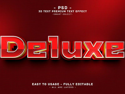 Deluxe'' 3D Editable PSD Text Effect Style 3d 3d text action deluxe deluxe 3d text effect graphic design logo luxury text effect effect photoshop text effect psd effect psd red text effect