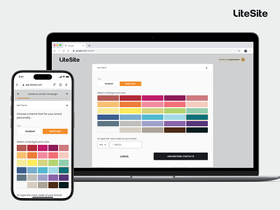 Litesite - Edit Theme color creative customization dailyux design designer dribbble figma inspiration interface theme ui uidesign uiux userexperience userinterface ux uxdesign webdesign webdesigner