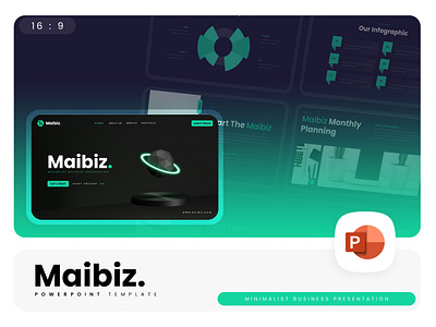 Maibiz PowerPoint Template business company green gsl key maibiz minimalist modern ppt pptx presentation template purple ui webiste website