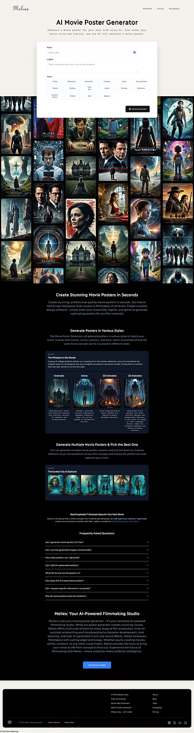 AI Movie Poster Generator movie ui website