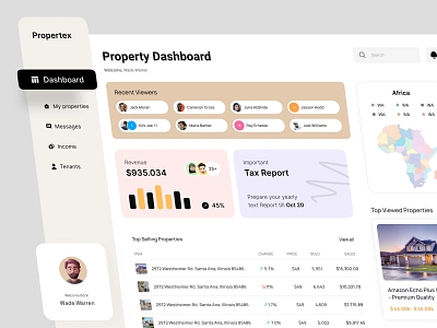 Propertex ~ Real Estate Dashboard 🏘 admin panel b2b dashboard management website online booking home product design product ui propertyweb real estate agency real state realtor rent house website saas ui design web dashboard