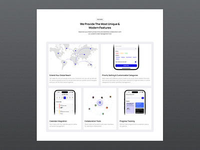 Bento Grid - Features Section bento grid design features figma landing page minimalist ui website website design