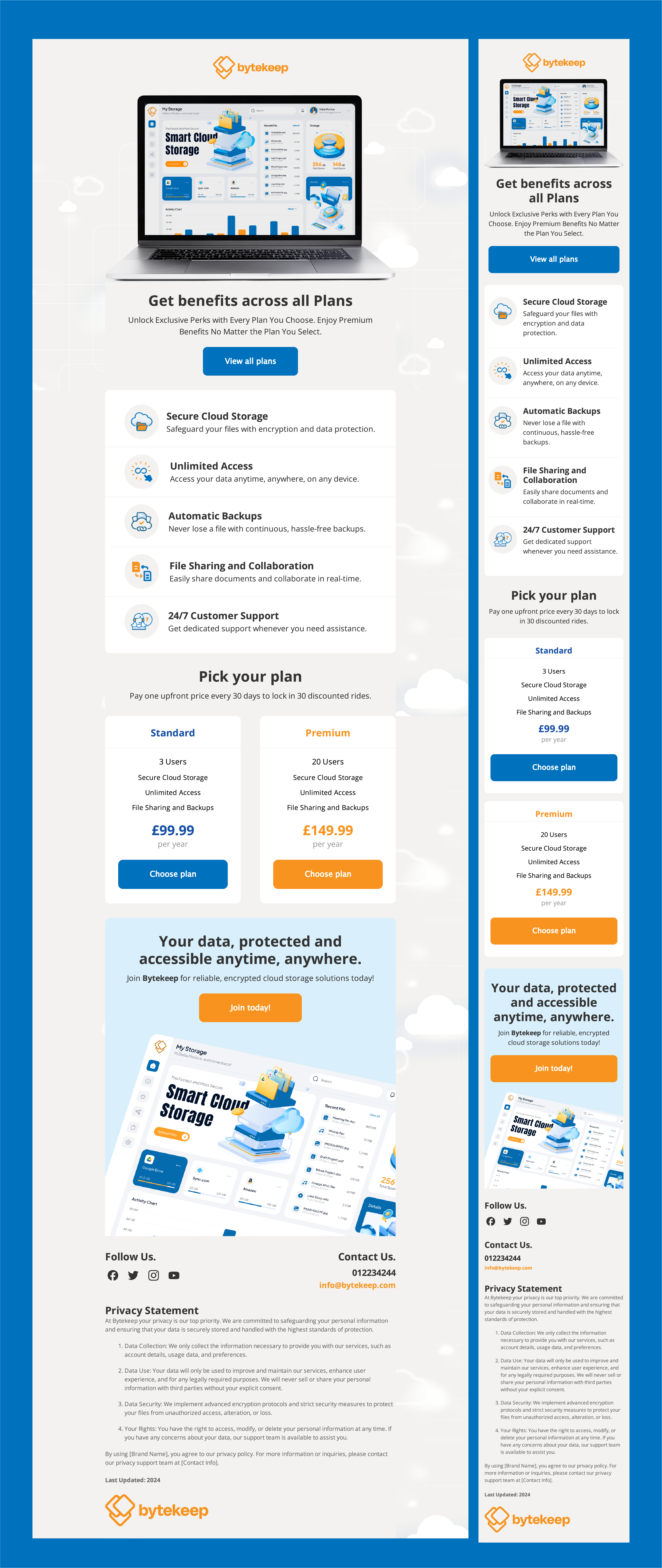 Bytekeep Subscription Plan Email Design cloud storage email crm design email design email design templates email designs email newsletter email newsletter design email newsletter template email templates newsletter design tech email design