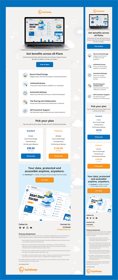 Bytekeep Subscription Plan Email Design cloud storage email crm design email design email design templates email designs email newsletter email newsletter design email newsletter template email templates newsletter design tech email design