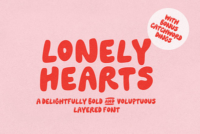 Lonely Hearts Layered Font all caps balloon balloon font bold font bubble bubble font casual children comic font comical fat font funny font glossy greeting card humorous kids layered party font playful shine font