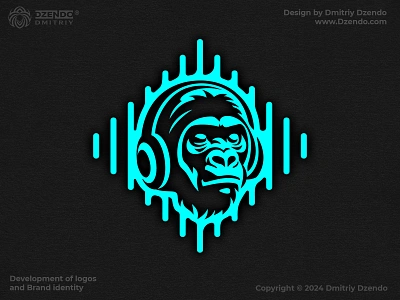 Musical Gorilla Logo auto party branding disco dj monkey fashionable music headphones house music listening to music logo logo design monkey music music trend musical gorilla musical relaxation musical trip party music