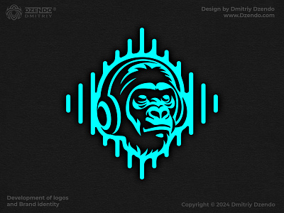 Musical Gorilla Logo auto party branding disco dj monkey fashionable music headphones house music listening to music logo logo design monkey music music trend musical gorilla musical relaxation musical trip party music