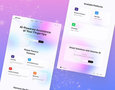 Brainia - AI Light Mode Landing Page ai aiwebapp branding chat bot chatbotlandngpage creativejaweria design graphicdesign herosection jaweriamehboob landingpage lightmode logo ui webdesign