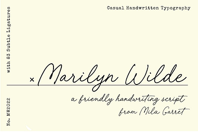 Marilyn Wilde Handwriting Script calligraphy font casual font charming font chic font classy font cursive font friendly hand lettered font handwriting font handwritten font instagram font ligature font logo font minimalist script modern font quote font script font signature font website font wedding font