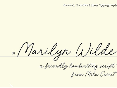 Marilyn Wilde Handwriting Script calligraphy font casual font charming font chic font classy font cursive font friendly hand lettered font handwriting font handwritten font instagram font ligature font logo font minimalist script modern font quote font script font signature font website font wedding font