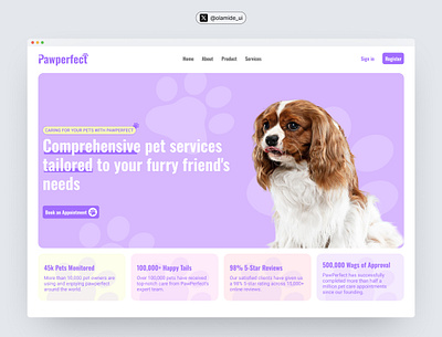 Pawperfect (a pet service herosection design) design desktop figma design landing page ui uiux user interface