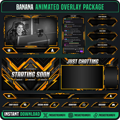 Professional Yellow Overlay - Stream Overlays Package kick overlays