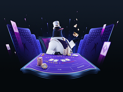 LordPing - A Penguin Casino 3D Mascot Character Illustration 3d art blackjack casino casino illustration character design gambling gambling illustration illustration illustration art illustration for web penguin poker poker illustration pokeronline roulette slot slot machine slots