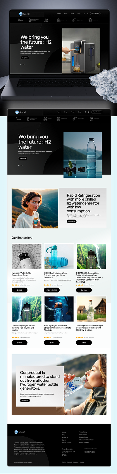 Landing Page Design : E-commerce for H2 Water! 💧 ecommerce landing page