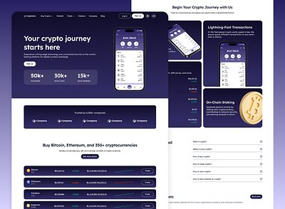 Cryptocurrency Exchange Landing Page branding crypto figma landing page product design prototyping ui ux web design wireframing