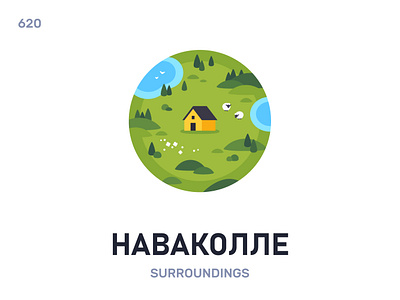 Навакóлле / Surroundings belarus belarusian language daily flat icon illustration vector