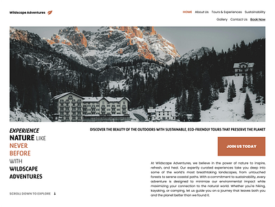Wildscape Adventures Hero Section adventure design herosection nature travel ui uiux userinterface ux webdesign website websitedesign
