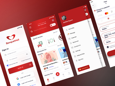 Banquet Hall App app apps designs creative design design figma figma apps figma kit graphic design marriage app minimal design mobile apps mobile kit modern app modern ui ui ui kit uiux uiux designing wedding app