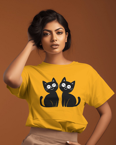 Two cute couple black cat t-shirt design branding cat lover design feline fashion ghost shirt graphic design halloween tshirt men logo motion graphics premium cat tee pumpkin graphic pumpkin graphic tees spooky season shirt t shirt t shirt design t shirt designs t shirts