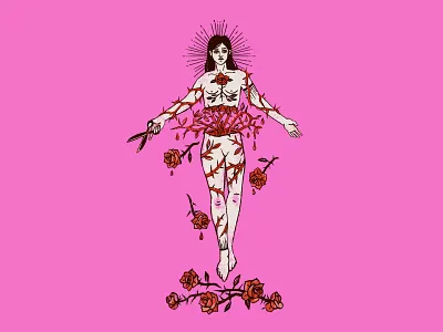 Bad Decisions female illustration illustration art mental health poster retro vibes rose self care t shirt design tattoo style women health