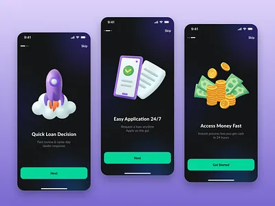 Credit Mobile App Onboarding application design illustration interface lviv mobile mobile illustration mobile ui mobile ux onboatding splash screen ui ukraine ux