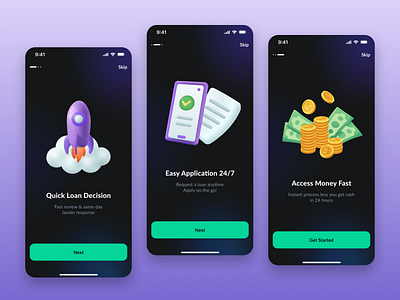 Credit Mobile App Onboarding application design illustration interface lviv mobile mobile illustration mobile ui mobile ux onboatding splash screen ui ukraine ux